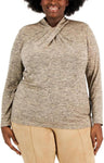 Anne Klein Womens Plus Glitter Twist-Neck Pullover Top 10847751