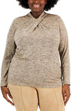 Anne Klein Womens Plus Glitter Twist-Neck Pullover Top 10847751