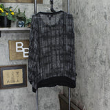 Lane Bryant Womens Plus Size Sheer Blouse Shirt Top Black Multi 26/28