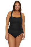 Becca Bandeau Tankini Swim Top with Tie-Back 6543557 Black 2X