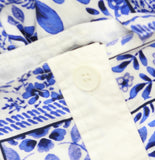 Aqua Tile Print Button Front Maxi Dress IDM11816 Blue / White S