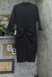 Xscape Womens Short Scuba Collar Side Ruffle Ruched Midi Dress 5636X Black 16