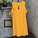 24seven Comfort Apparel Size Ruffle A-line Knee Length Dress Peach Orange 3X