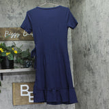 A Pea In The Pod Womens Maternity Crepe Side Tie Ruffled Dress Navy Blue S