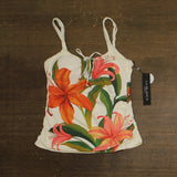 La Blanca Over The Shoulder Tankini Swimsuit Top Jungle Blossoms White Multi 8