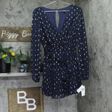 City Studios Juniors Foil-Print Jersey Fit Mini Dress Navy Blue / Gold M