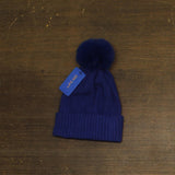 On 34th Womens Rib-Knit Beanie Pom Pom Rolled MO1542501 Royal Blue
