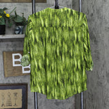 Notations Womens Knit Roll Tab Knit Shirt Top Green Black Multi PXL
