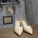 Tommy Hilfiger Cerizza Patent Faux Leather Slingback Pumps Ivory Brown 9.5M