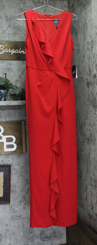 Adrianna Papell Surplice Sleeveless Knit Crepe Ruffle Jumpsuit Super Red 2