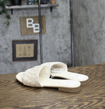 A New Day Woven Raffia Slide Sandals with Memory Foam Insole White Multi 8M