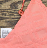 Cotton On Womens Super Scoop-Neck Bikini Top Shell Pink Terry Jacquard S