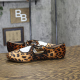 A New Day Tasmin Buckle Strap Velvet Flats 94568233 Leopard Brown Print 10M