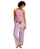 State Of Day Womens Printed Poplin Pajama Set Mauve Orchid Purple 2XL