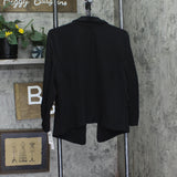 Bar III Womens Petite Ruched-Sleeve Blazer Jacket Black PXL