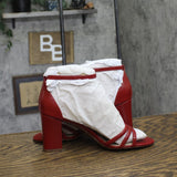 Naturalizer Womens Textured Faux Leather Heidi Block Heels Heartflame Red 8W