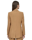 DKNY Single-Button Notch-Lapel Blazer with Front Pockets Whiskey Brown 8
