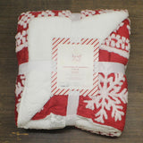North Pole Trading Co. Faux Mink To Sherpa Reversible Throw Red / White 50 x 60