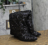 A New Day Womens Abba Sequin Foldover Tall Boots 91636693 Black 9M