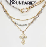 No Boundaries Pearl Pendant Necklace Set Gold / Silver Gray 18" + 3" 16" + 3"