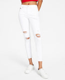 Tommy Jeans Women's Distressed Mid-Rise Skinny Ankle Jeans White 6