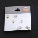 G by Guess 3 Pack Rhinestone Stud Earrings Gold / Clear