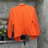 Bar III Womens Crepe Ruched Sleeve Open Front Blazer Burnt Orange S