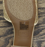 Jones New York Block Heel Square Toe Horsebit Hardware Mesh Sandals Tan Brown 6M