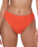 Andie Ribbed 90s High Waist Bikini Bottom AB488 Vermillion Orange M