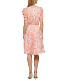 Tommy Hilfiger Womens Tie Front Printed Capelet Fit & Flare Dress Coral Pink 8