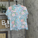 Sanctuary Womens Short Sleeve Button Up Pajama Shirt SY70004 Blue Floral S