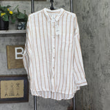 COTTON ON Womens Striped Swing Beach Button Up Cover Up Shirt Multi Brown M