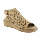 JBU By Jambu Womens Tessa Shooties Round Toe Wedge Sandals Tan Shimmer Brown 8M