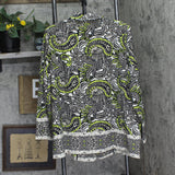ELLA Rafaella Size Unlined Paisley Print Blazer Jacket String Black Multi 3X