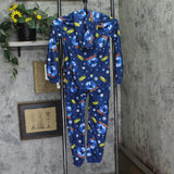 Intimo Polar Express Hooded Footless One-Piece Union Suit Blue Multi XXS/XS