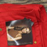 Global Chic By Iman Womens Global Chic Luxury Resort 360 Slim Crop Jeans Red 20W