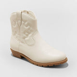 Cat & Jack Girls Youth Ashleigh Zipper Western Boots 87831699 Ivory Off White 2