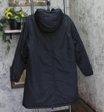 Universal Thread Zip Snap Closure Drawstring Hood Parka Jacket Coat Black 2XL