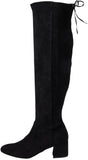 Sugar Womens Ollie Heels Round Toe Over-The-Knee Boots Black Micro 9.5M