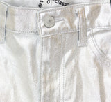 Art Class Girls High-Rise Baggy Metallic Wide Leg Denim Pant Silver Gray 14