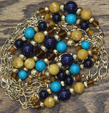 Boho Station Infinity Chain Link Beaded Necklace Gold Multi 36"
