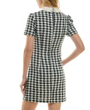 City Studio Womens Tweed Pearl Embellished Collar Cocktail Dress Black / White 0