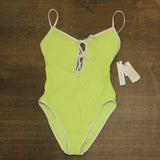 Sanctuary Stay Connected Tie-Front One-Piece Swimsuit Daquiri Green Yellow S