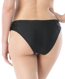 Carmen Marc Valvo Starlight Lux Ruched Bikini Bottom C6V965 Black L