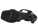 Anne Klein Square Toe Dress Sandals with Kitten Heel JUST03F9 Black Stretch 8M