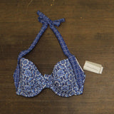 Tommy Bahama Womens Printed Underwire Halter Bikini Swim Top Palace Blue 38C
