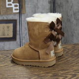 UGG Girls Bailey Bow II Sheepskin Shearling Boots 1017394T Chestnut Brown 7T