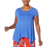G By Giuliana Fit and Flare Tee with Seaming 689669 Dazzling Blue Large