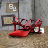 A New Day Womens Rosemary Heels Satin Strappy 94646859 Red 9M