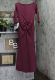 Xscape Petite Scuba V-Neck Ruched Ruffled Gown Dress 4452XP Wine Red 8P
